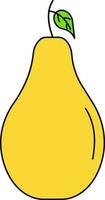 Yellow Pear Icon Or Symbol In Flat Style. vector