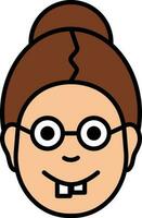 Nerd Face of Woman Character on white background. vector