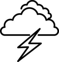 Cloud Lightning Icon in Black Thin Line. vector