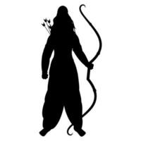 Lord Rama or Lakshmana Silhouette Character in Standing Pose. vector