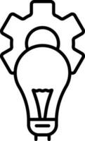 Light Bulb With Setting Icon In Black Line Art. vector