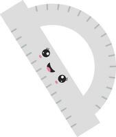 Happy Protractor Cartoon Icon In Grey Color. vector