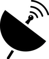satélite plato icono en negro y blanco color. vector