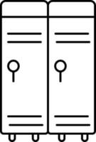 Black Outline Style Locker Cupboard Icon. vector