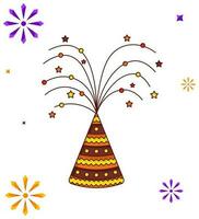 Bursting Firecracker Anar Over Fireworks White Background In Sticker Style. vector