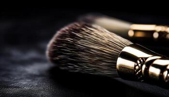 Sharp black paintbrush applies mascara for glamorous beauty look generated by AI photo