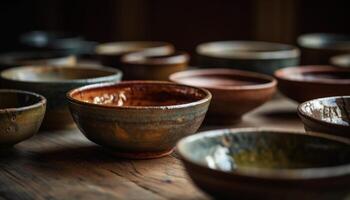 Antique terracotta vase, a rustic souvenir from indigenous cultures generated by AI photo