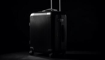 Modern black wheeled luggage for luxury business travel and adventure generated by AI photo