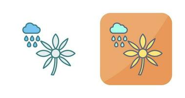 flor con icono de vector de lluvia