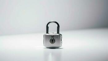 Metallic padlock symbolizes security and privacy with encryption technology generated by AI photo