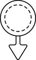 Stroke Style Coin With Down Arrow Icon. vector