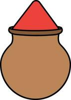 Dry Colour Full Clay Pot Icon In Flat Style. vector