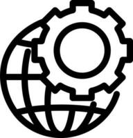 Global Setting Icon In Black Line Art. vector