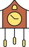 Cuckoo Clock Icon In Brown And Yellow Color. vector