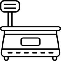 Weighing Machine Icon In Black Line Art. vector