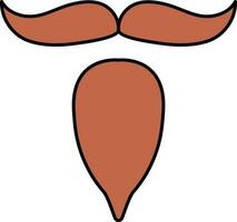 Mustache And Beard Icon In Brown Color. vector