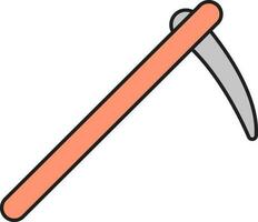 Flat Style Scythe Icon In Gray And Orange Color. vector