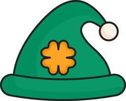 Clover Leaf Beanie Hat Icon in Green And Orange Color. vector