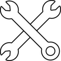 Cross Wrench Icon In Linear Style. vector