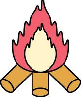 Flat Bonfire Symbol For Holika Dahan Icon. vector