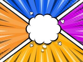 Colorful Comic Style Background With Empty Cloud Frame. vector