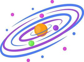 Colorful Solar System Icon In Flat Style. vector