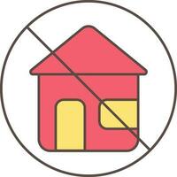 No Home Icon In Red And Yellow Color. vector