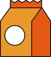 Food Package Icon In Orange And White Color. vector