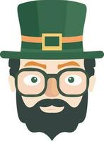 Beard Leprechaun Man Face Wearing Eye Glasses Icon. vector