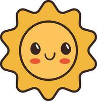 Cute Sun Character Icon In Flat Style. vector