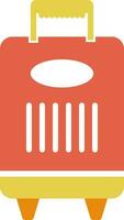 Red and yellow Trolley bag icon. vector
