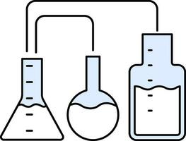 tubo laboratorio matraces icono en azul y blanco color. vector
