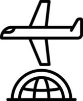 International Flight Icon In Black Line Art. vector