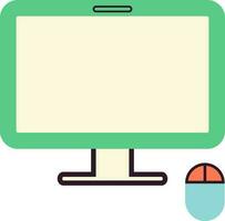 Flat illustration of computer with mouse. vector