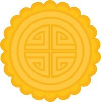Golden Mooncake Icon Or Symbol In Flat Style. vector