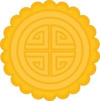 Golden Mooncake Icon Or Symbol In Flat Style. vector