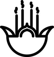 Incense Holder Icon Or Symbol In Black Stroke Style. vector