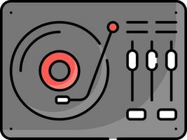 Red And Grey Vinyl Player Icon In Flat Style. vector