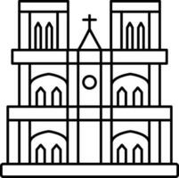 Notre Dame Icon In Black Outline. vector