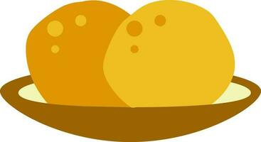Illustration Jaggery Plate Icon In Yellow And Brown Color. vector