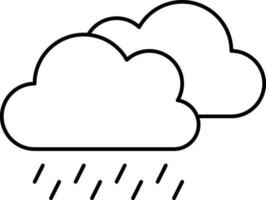 Rainy Cloud Thin Line Art Icon. vector