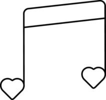 Love Song Or Music Icon In Black Outline. vector