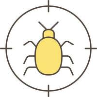 Illustration Of Target Bug Icon In Yellow Color. vector