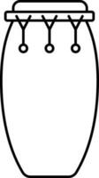 Flat Style Conga Drum Icon in Black Line Art. vector