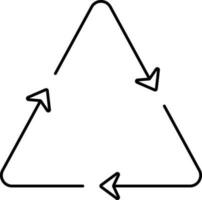 Triangle Recycle Arrow Icon In Black Stroke. vector