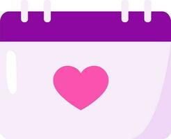 Heart Symbol Calendar Icon In Pink And Purple Color. vector