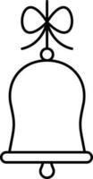 Bell With Bow String Icon In Black Line Art. vector