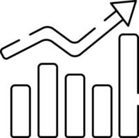 Growth Bar Graph Icon In Black Line Art. vector