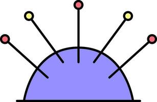 Colorful Push Pin Cushion Icon In Flat Style. vector