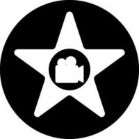 Icon of camera inside star with circular background. vector